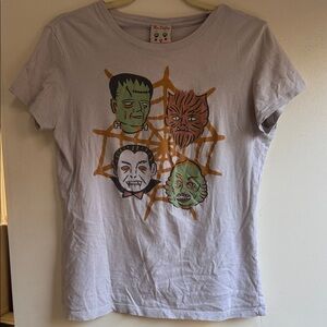 Light grayish blue Graphic Halloween Monster Tee